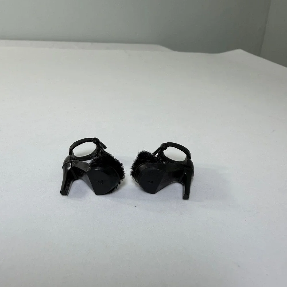 MGA Shadow‎ High Shanelle Onyx Black Faux Fur Pom Pom High Heel Doll Shoes